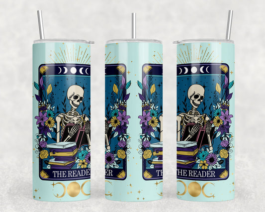 The Reader Tarot Card Tumbler, Drinkware, Tumbler With Straw, Witchy Tumbler, Pagan Drinkware, Unique Gift