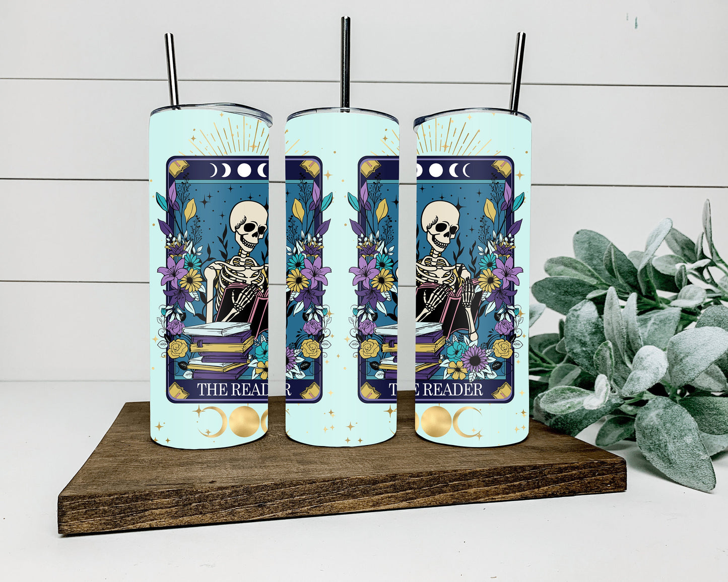 The Reader Tarot Card Tumbler, Drinkware, Tumbler With Straw, Witchy Tumbler, Pagan Drinkware, Unique Gift