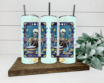 The Reader Tarot Card Tumbler, Drinkware, Tumbler With Straw, Witchy Tumbler, Pagan Drinkware, Unique Gift