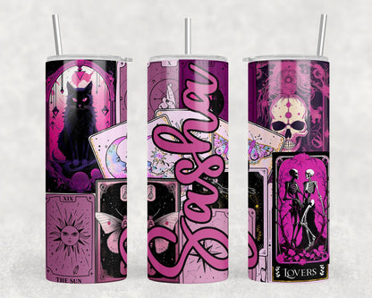 Pink tarot card tumbler