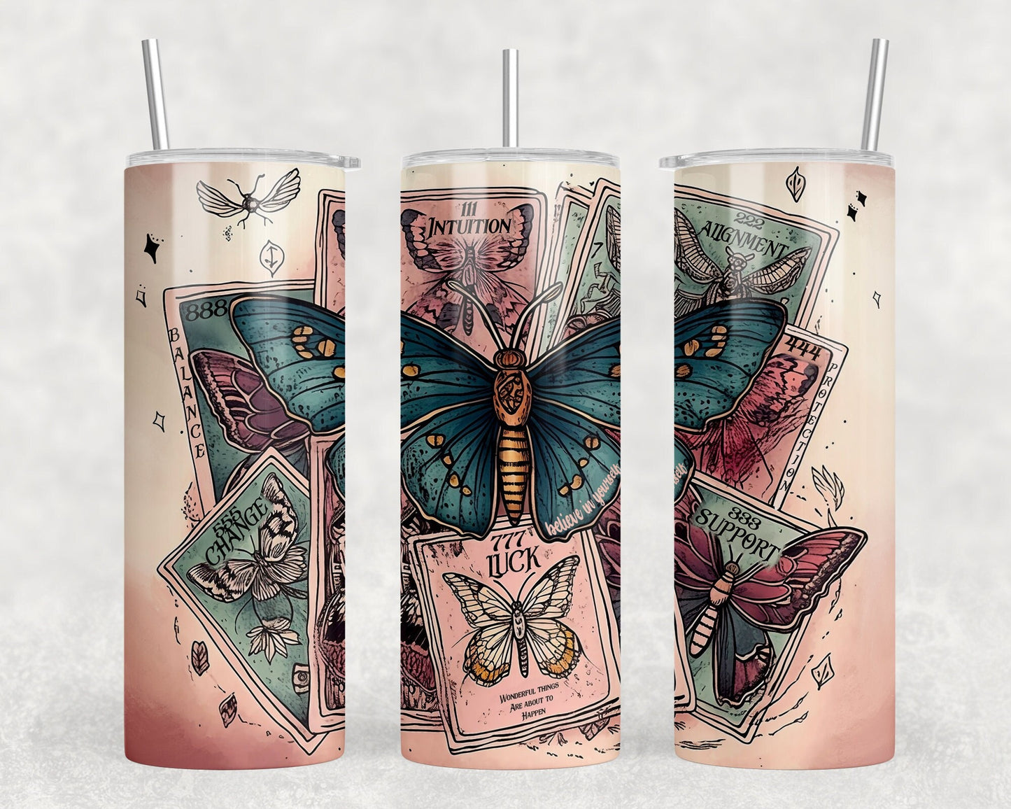 Butterfly Moth Tarot Card Tumbler