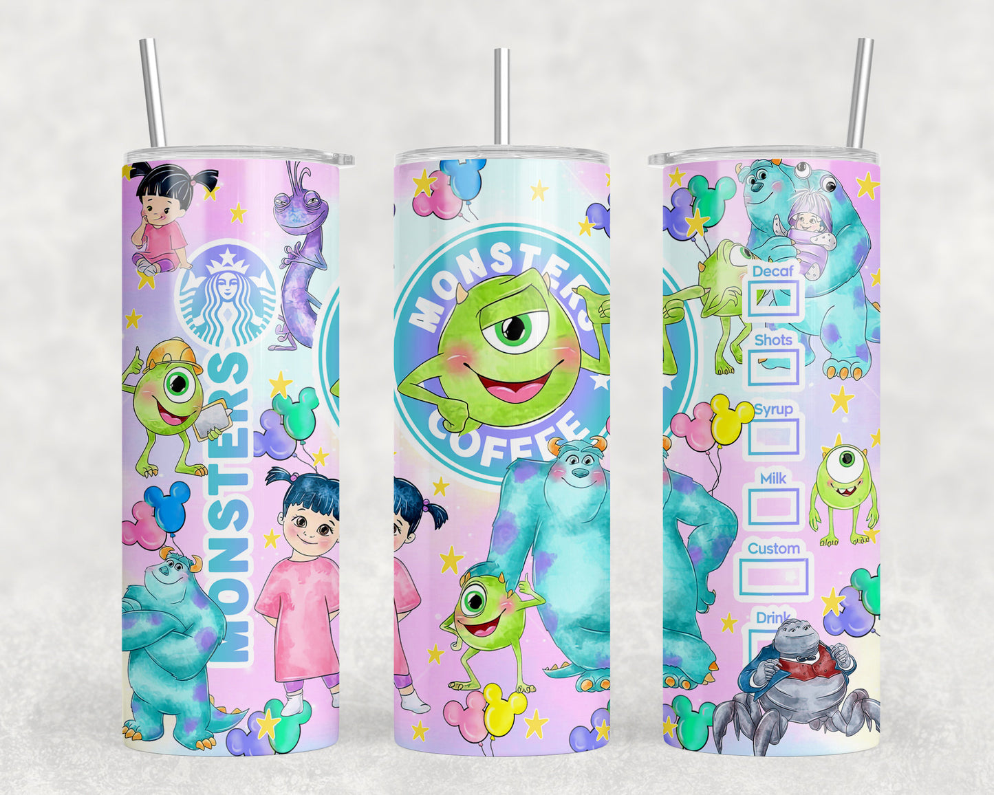 Pastel monster coffee tumbler