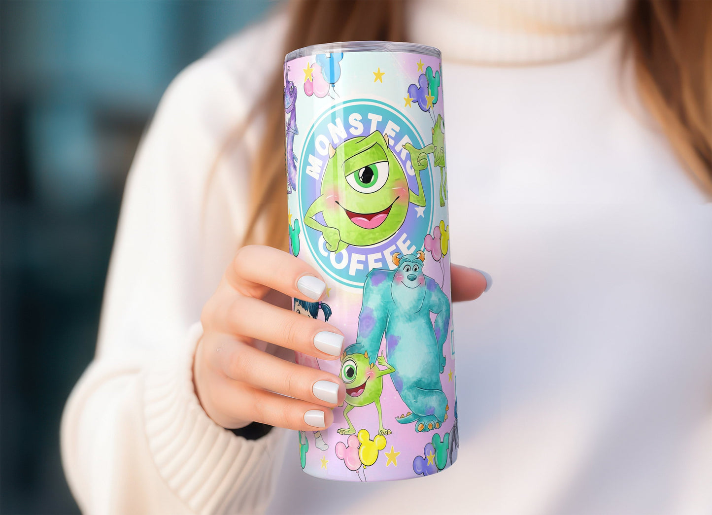 Pastel monster coffee tumbler