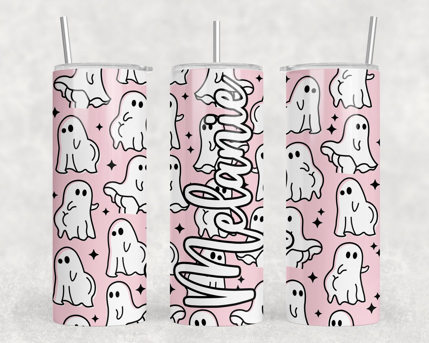 Pink ghost booty tumbler